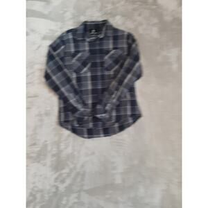 Kryptek Flannel Shirt Mens Medium Blue Gray Striped Snap Button Up Long Sleeve